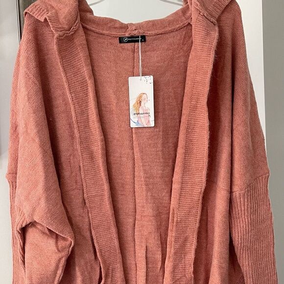 Pretty Garden Sweaters - NWT- Ladies Pretty Garden open sweater with hood - new
